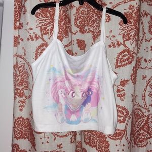 White Graphic Crop Top